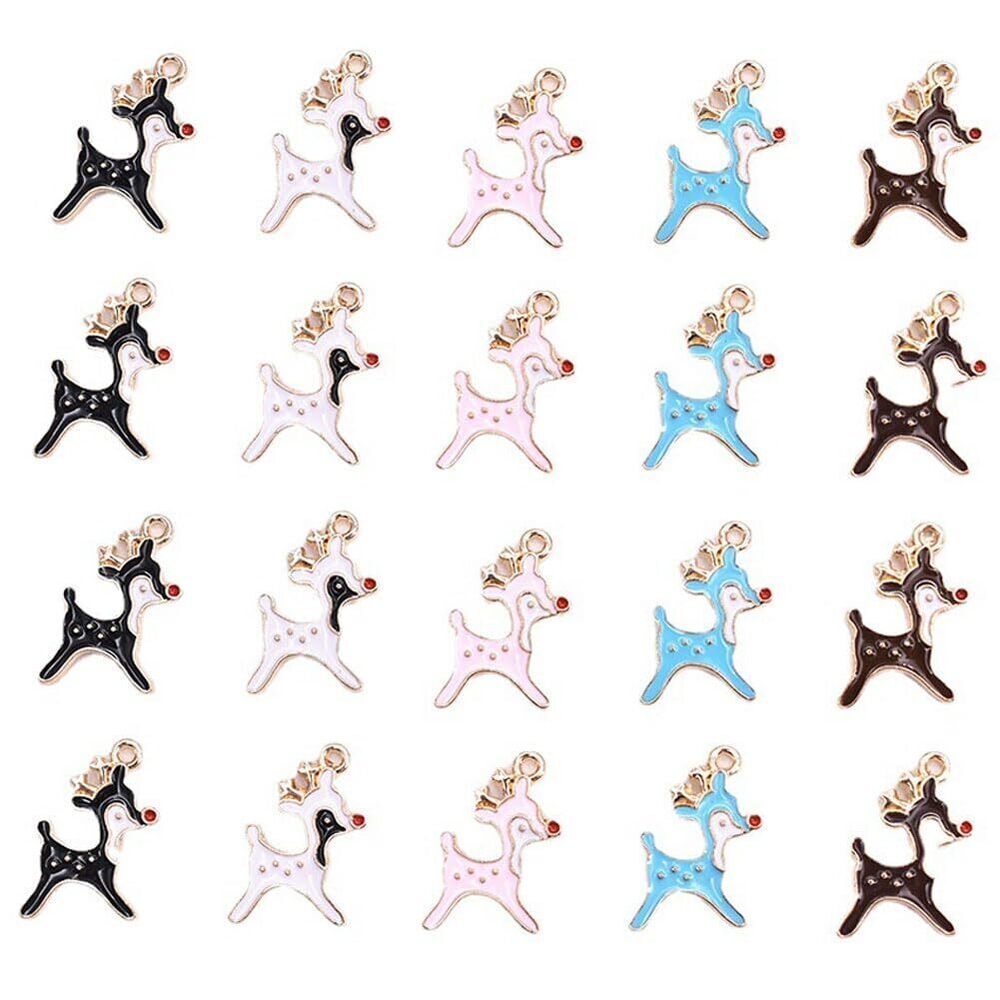 7617 Mixed Color Enamel Deer Charms Mini Cute Animal Buck Charms 20 Pcs